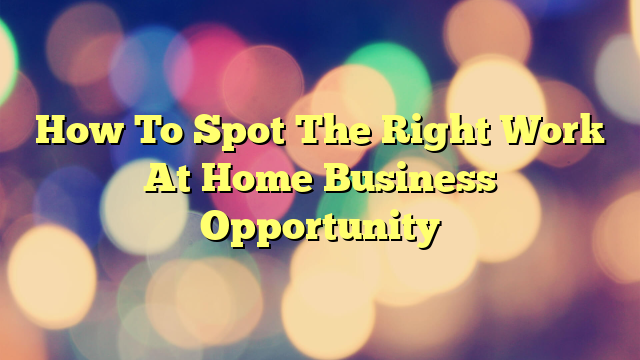 How To Spot The Right Work At Home Business Opportunity