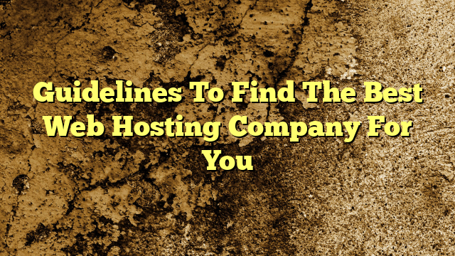 Guidelines To Find The Best Web Hosting Company For You