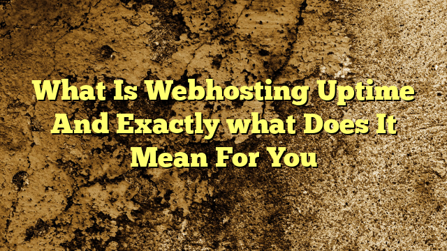 What Is Webhosting Uptime And Exactly what Does It Mean For You